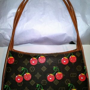 AD handbag, Brown and Tan with Smiling Cherries